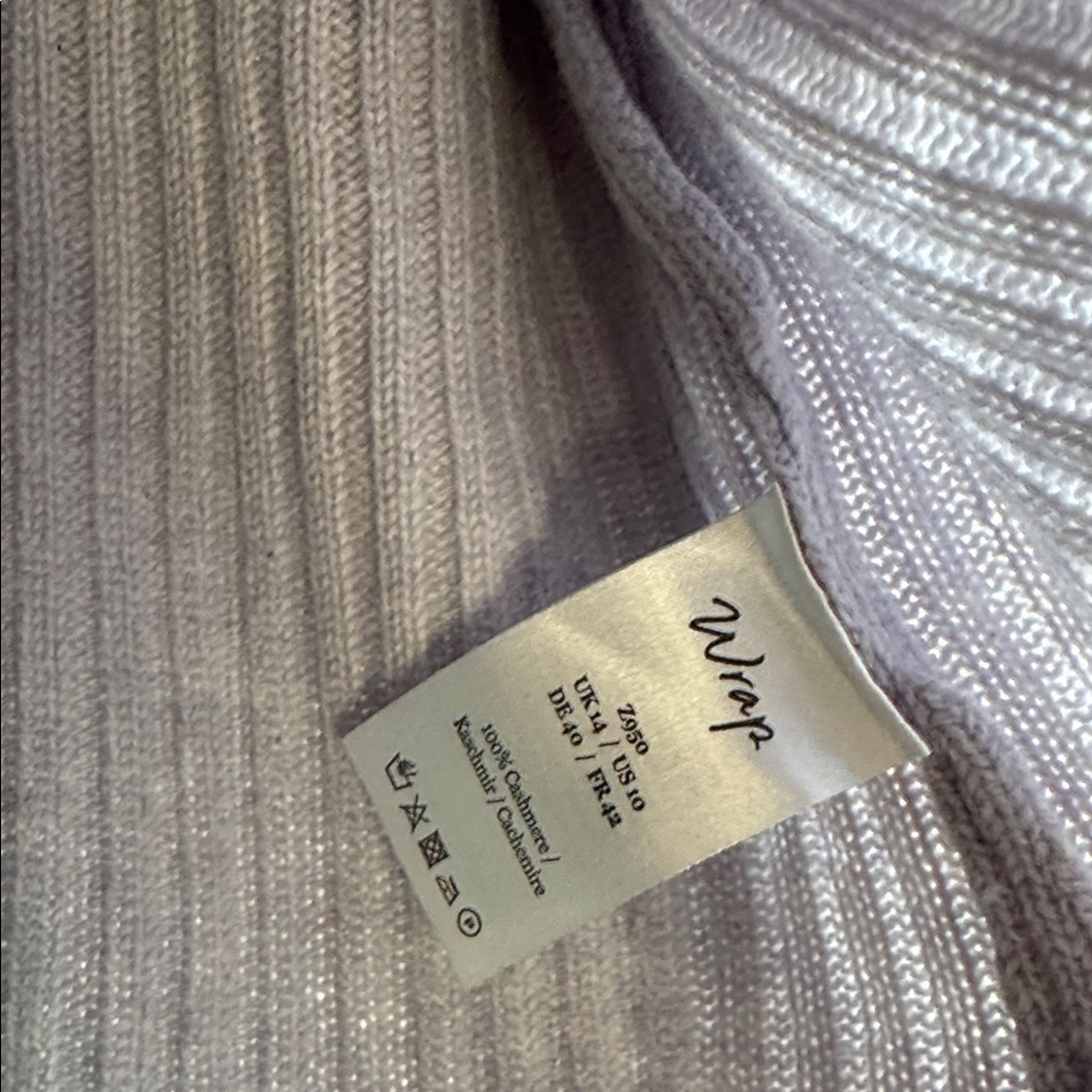 Wrap London Zip Up Lilac Purple 100% Cashmere Sweater size US 10 - Picture 3 of 7